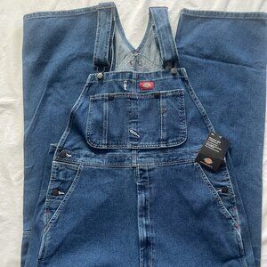 Mens Dickies Denim Overalls Bib Blue Dungaree Cotton Trousers Mens 34x34